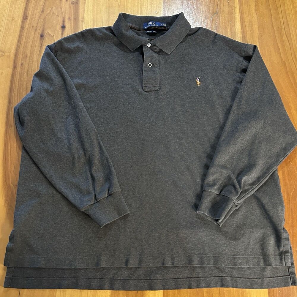 Polo Ralph Lauren Long Sleeve Polo. 1XB. Charcoal Gray. Pima Cotton